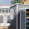 Metalen tuinhuis 2,4 x 1,3 m, waterdichte tuinschuur, tuinschuur voor de tuin, grijs 7