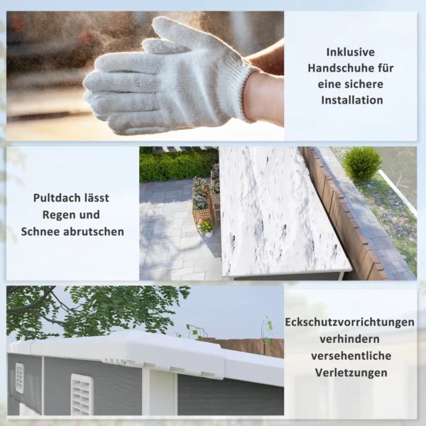 Metalen tuinhuis 2,4 x 1,3 m, waterdichte tuinschuur, tuinschuur voor de tuin, grijs 9