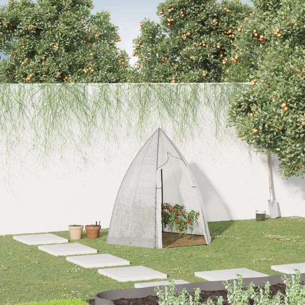 Mini broeikas overwinteringstent met roldeur 160x140x180cm voor tuin balkon winterscherm wit 2
