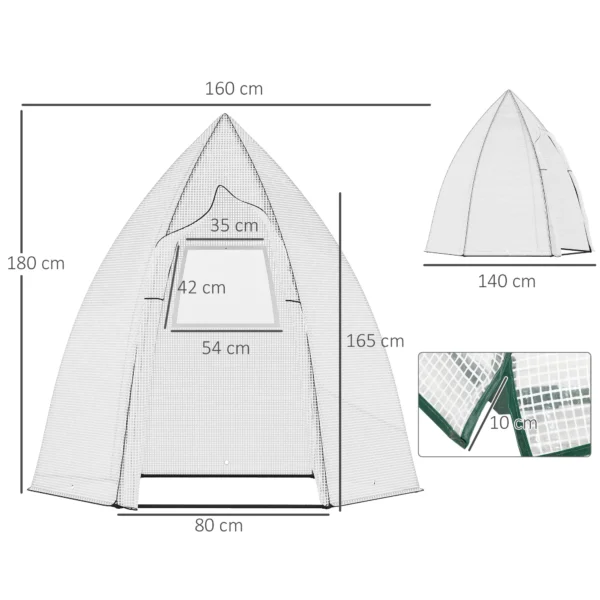Mini broeikas overwinteringstent met roldeur 160x140x180cm voor tuin balkon winterscherm wit 4