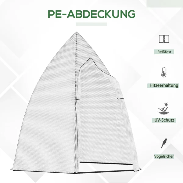Mini broeikas overwinteringstent met roldeur 160x140x180cm voor tuin balkon winterscherm wit 5
