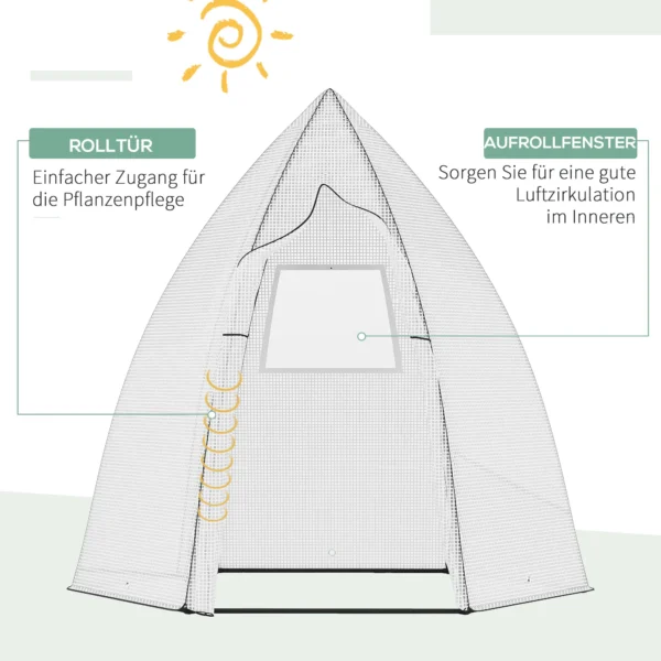 Mini broeikas overwinteringstent met roldeur 160x140x180cm voor tuin balkon winterscherm wit 6
