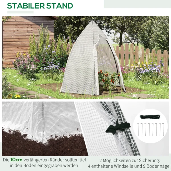 Mini broeikas overwinteringstent met roldeur 160x140x180cm voor tuin balkon winterscherm wit 7