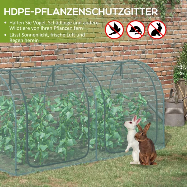 Mini kas 2,49x1,2m plantenbeschermingstent met deur voor tuin & balkon, stalen frame & hdpe net donkergroen 5