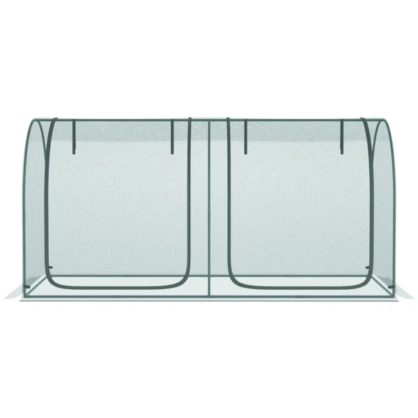 Mini kas 2,49x1,2m plantenbeschermingstent met deur voor tuin & balkon, stalen frame & hdpe net donkergroen 9