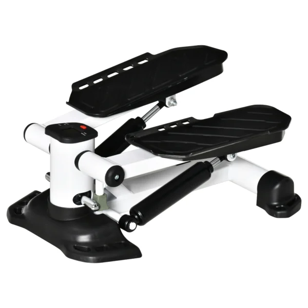 Mini stepper compact fitnessapparaat met lcd scherm, grote pedalen, metaal abs, wit zwart 48x34x21cm ideaal voor thuis 1