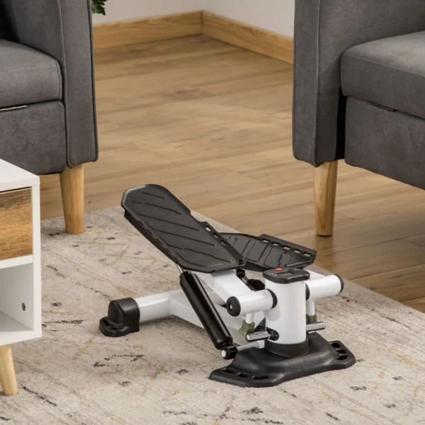 Mini stepper compact fitnessapparaat met lcd scherm, grote pedalen, metaal abs, wit zwart 48x34x21cm ideaal voor thuis 2