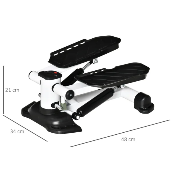 Mini stepper compact fitnessapparaat met lcd scherm, grote pedalen, metaal abs, wit zwart 48x34x21cm ideaal voor thuis 4