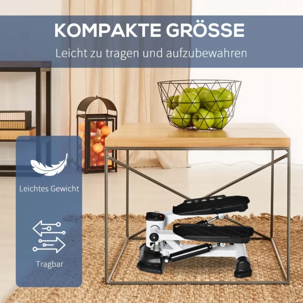 Mini stepper compact fitnessapparaat met lcd scherm, grote pedalen, metaal abs, wit zwart 48x34x21cm ideaal voor thuis 6