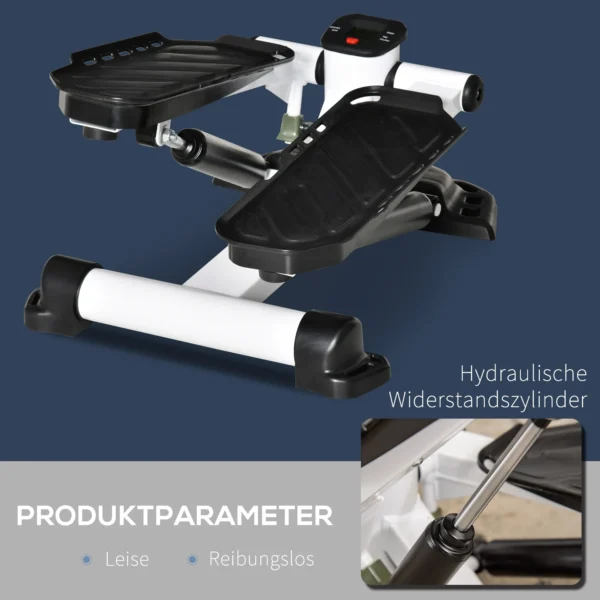 Mini stepper compact fitnessapparaat met lcd scherm, grote pedalen, metaal abs, wit zwart 48x34x21cm ideaal voor thuis 8
