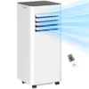Mobiele airconditioning 3 in 1 klimaatapparaat met koeling, luchtontvochtiger, ventilator, afvoerslang, 7000btu luchtkoeler met 2 snelheden, timer, afstandsbediening, kinderslot, wit 10