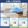 Mobiele airconditioning 3 in 1 klimaatapparaat met koeling, luchtontvochtiger, ventilator, afvoerslang, 7000btu luchtkoeler met 2 snelheden, timer, afstandsbediening, kinderslot, wit 5