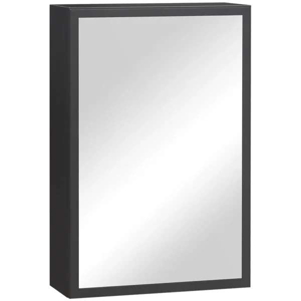 Moderne spiegelkast hangkast met spiegel 3 lagen zwart 40x15x60 cm voor badkamer & ruimtebesparende opslag 1