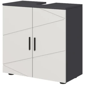 Onderkast voor wastafel met verstelbare plank, wastafelonderkast met handvat, badkameronderkast met kantelbeveiliging, grijs, 60 x 30 x 60 cm 1