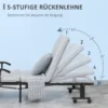 Opklapbaar logeerbed met wielen en 5 traps verstelbare rugleuning, reisbed van stalen frame in lichtgrijs en zwart, 190x76x33cm 7