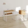 Opklapbare kleine bureau 63 cm met wielen ruimtebesparende computertafel met plank, opbergzak, voor thuis kantoor, natuur 4