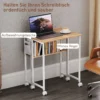 Opklapbare kleine bureau 63 cm met wielen ruimtebesparende computertafel met plank, opbergzak, voor thuis kantoor, natuur 6
