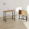 Opklapbare kleine bureau 80 cm met wielen ruimtebesparende computertafel voor thuis kantoor, eiken 4