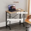 Opklapbare kleine bureau 80 cm met wielen ruimtebesparende computertafel voor thuis kantoor, eiken 7