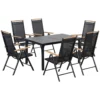 Opklapbare zitgroep 6 personen tuinmeubelset 1 tafel+6 stoelen zitgarnituur aluminium mesh zwart 1