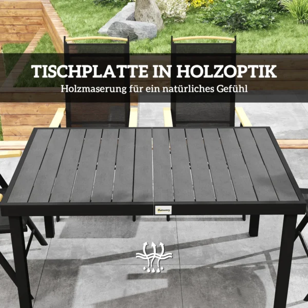 Opklapbare zitgroep 6 personen tuinmeubelset 1 tafel+6 stoelen zitgarnituur aluminium mesh zwart 8