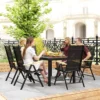 Opklapbare zitgroep 6 personen tuinmeubelset 1 tafel+6 stoelen zitgarnituur aluminium mesh zwart 9