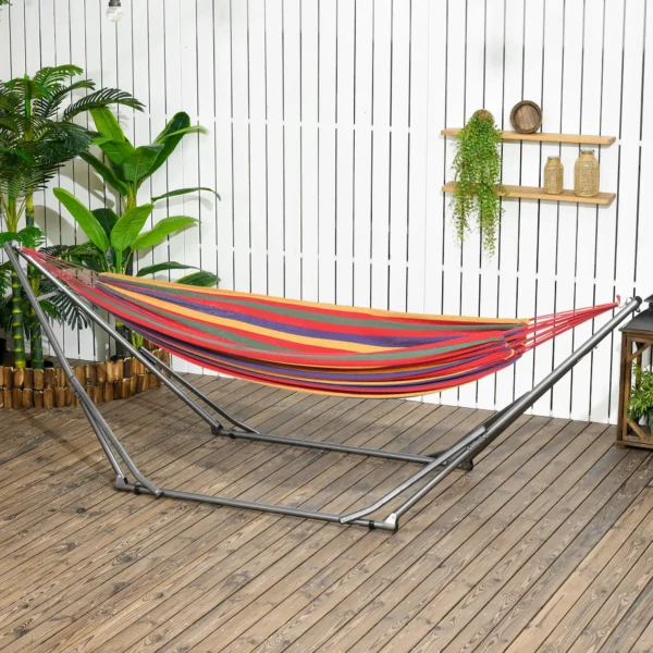 Opvouwbaar hangmatframe 2 in 1 hangmatstandaard & kledingrek tot 120 kg belastbaar 290 x 92 x 88 cm voor tuin & terras 2