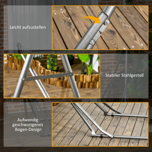 Opvouwbaar hangmatframe 2 in 1 hangmatstandaard & kledingrek tot 120 kg belastbaar 290 x 92 x 88 cm voor tuin & terras 7