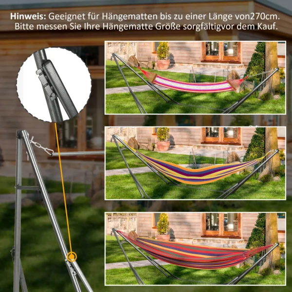Opvouwbaar hangmatframe 2 in 1 hangmatstandaard & kledingrek tot 120 kg belastbaar 290 x 92 x 88 cm voor tuin & terras 8
