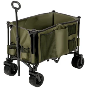 Opvouwbare handwagen met verstelbare handgreep, tassen, brede wielen, tot 120 kg, groen 1