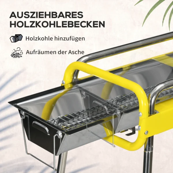 Opvouwbare houtskoolgrill bbq grill met 2 grillroosters en grillplaat opvouwbare poten uitneembare koolschaal van roestvrij staal 6