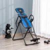 Opvouwbare inversiebank zwaartekrachttrainer met beweegbare wielen en verstelbaar rugkussen, metaal abs zwart blauw 132x71x145cm 2
