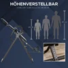 Opvouwbare inversiebank zwaartekrachttrainer met beweegbare wielen en verstelbaar rugkussen, metaal abs zwart blauw 132x71x145cm 8