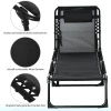 Opvouwbare zonneligstoel tuinligstoel klapligstoel met 4 traps verstelbare rugleuning, staal & mesh stof zwart 197 x 58 x 30 cm 6