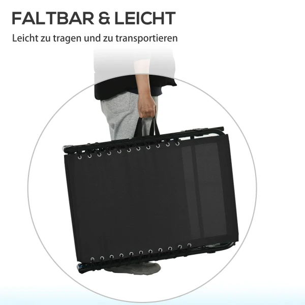 Opvouwbare zonneligstoel tuinligstoel klapligstoel met 4 traps verstelbare rugleuning, staal & mesh stof zwart 197 x 58 x 30 cm 7