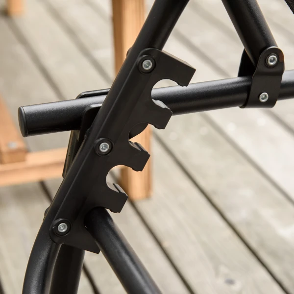 Opvouwbare zonneligstoel tuinligstoel klapligstoel met 4 traps verstelbare rugleuning, staal & mesh stof zwart 197 x 58 x 30 cm 8