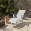 Opvouwbare zonnestoel tuinstoel met verstelbare voetensteun en rugleuning, campingstoel voor terras en balkon, donkergrijs net 2