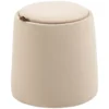 Ottoman ronde zitkruk met opbergruimte in beige fluweelachtige afneembare deksel Ø44cm x 47,5cm als bijzettafel 1