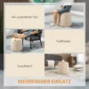 Ottoman ronde zitkruk met opbergruimte in beige fluweelachtige afneembare deksel Ø44cm x 47,5cm als bijzettafel 8