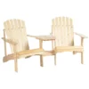 Outsunny adirondack tuinstoel met tafel en parasolgat 2 zits tuinset tuinmeubelen voor balkon van massief hout in natuur 178 x 87 x 92 cm 1