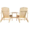 Outsunny adirondack tuinstoel met tafel en parasolgat 2 zits tuinset tuinmeubelen voor balkon van massief hout in natuur 178 x 87 x 92 cm 10