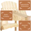 Outsunny adirondack tuinstoel met tafel en parasolgat 2 zits tuinset tuinmeubelen voor balkon van massief hout in natuur 178 x 87 x 92 cm 6