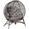 Papasan tuinstoel 2 manden kussen ovaal loungestoel opvouwbaar balkon terras zandbruin staal 118x75x139cm 1