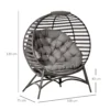 Papasan tuinstoel 2 manden kussen ovaal loungestoel opvouwbaar balkon terras zandbruin staal 118x75x139cm 4