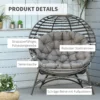 Papasan tuinstoel 2 manden kussen ovaal loungestoel opvouwbaar balkon terras zandbruin staal 118x75x139cm 5