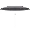 Parasol 440 x 260 cm met led verlichting, dubbele parasol met handslinger, ovale terrasparasol van metaal, donkergrijs 1