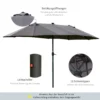 Parasol 440 x 260 cm met led verlichting, dubbele parasol met handslinger, ovale terrasparasol van metaal, donkergrijs 6