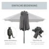 Parasol 440 x 260 cm met led verlichting, dubbele parasol met handslinger, ovale terrasparasol van metaal, donkergrijs 7