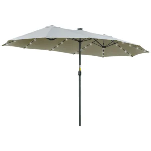 Parasol met led solar 4,5m dubbele parasol tuinparasol ovaal in lichtgrijs zwart voor terras & tuin 1
