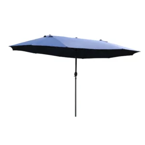 Parasol tuinparasol marktparasol dubbele parasol terrasparasol met handzwengel blauw ovaal 460 x 270 x 240 cm 1